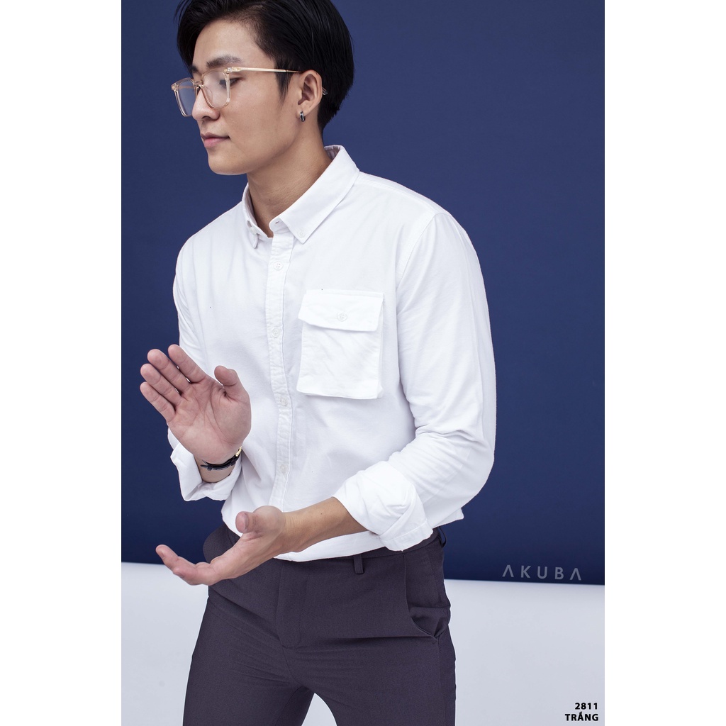 Áo sơ mi Akuba công sở form slimfit chất cotton thấm hút tốt 2811