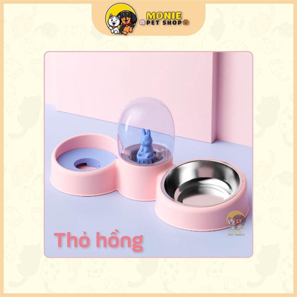 [Hỏa tốc] Bát/chén ăn đôi cho chó mèo gắn bình nước tự động