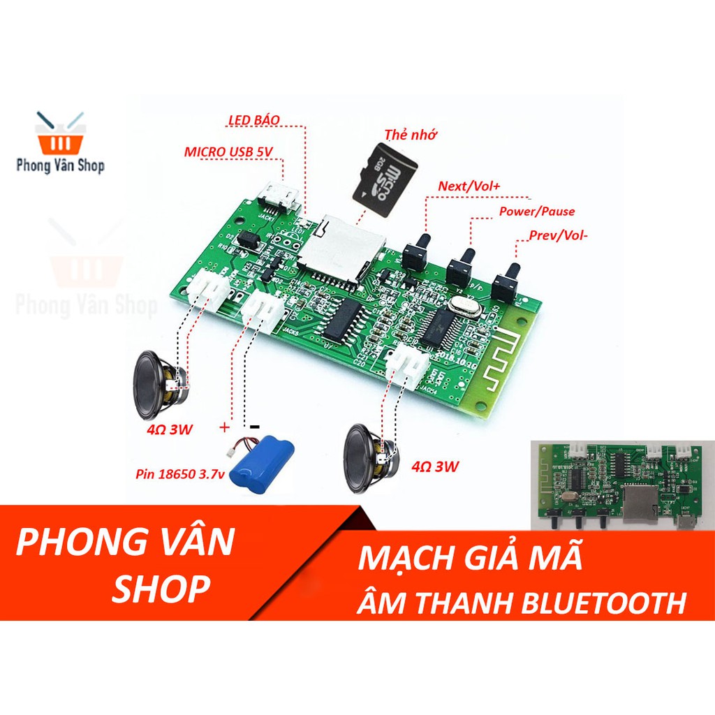 Mạch giải mã âm thanh Bluetooth - Loại 04 - Chế loa Bluetooth