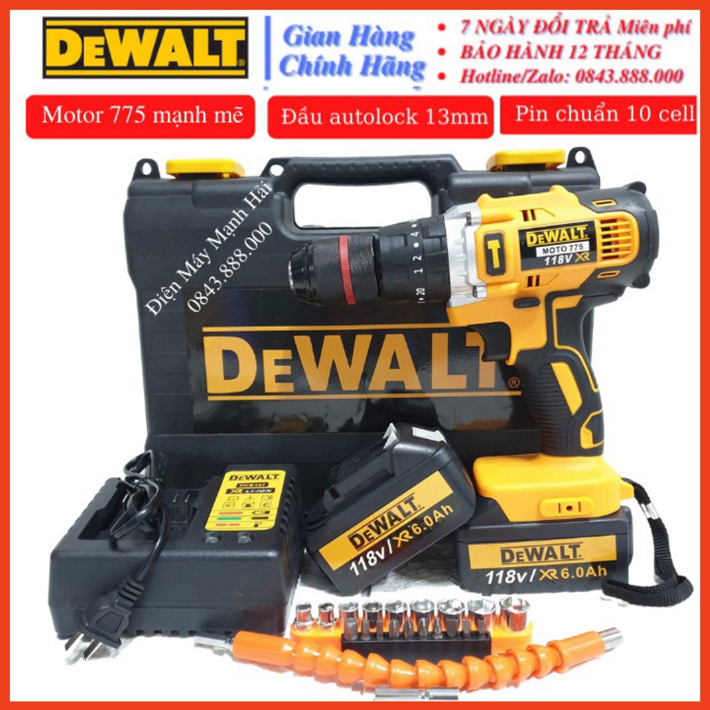 [CHÍNH HÃNG] Máy khoan Dewalt 118V Tặng kèm 2 PIN VÀ BỘ PHỤ KIỆN CAO CẤP