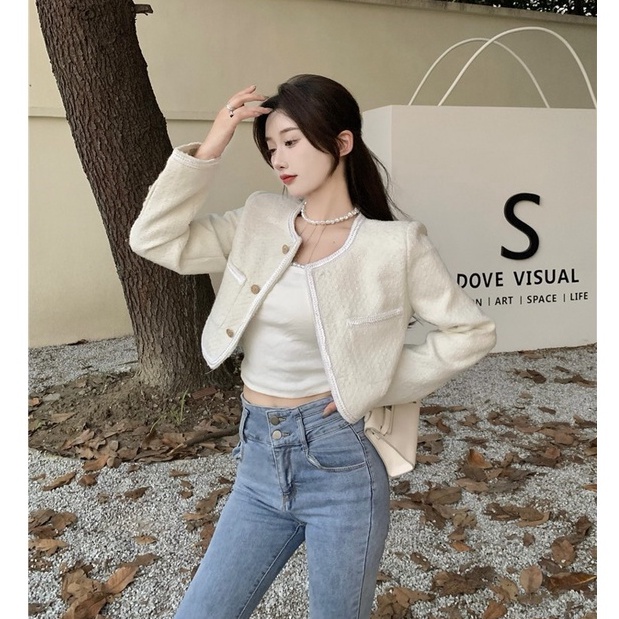 Áo khoác nữ dạ dáng ngắn Emilyshop phong cách ulzzang