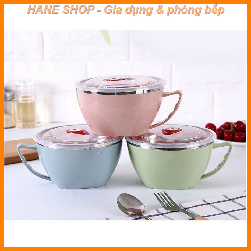 [Chọn màu]Ca ăn mì_/ Tô giữ nhiệt có nắp và quai cầm chống nóng tiện dụng size 14cm hình hoạ tiết xinh xắn nhiều màu