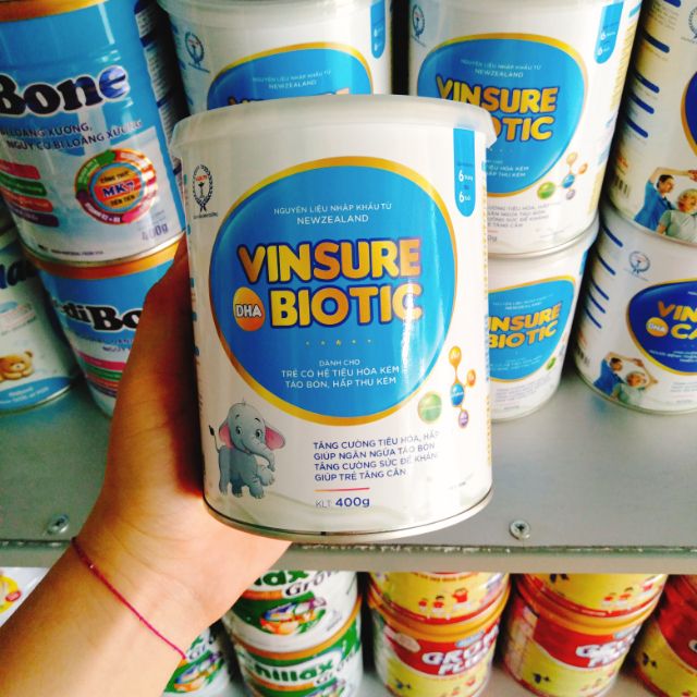 Sữa Vinsure Biotic lon 400g dành cho trẻ táo bón