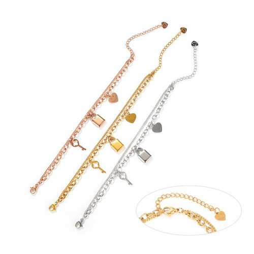 Lắc Tay 2 Tầng Hình Ổ Khóa Titan Ko Đen TT 3195