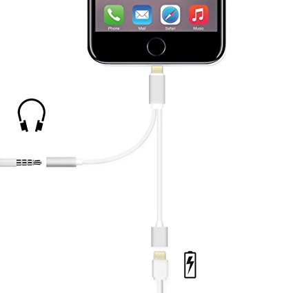 Cáp chia từ cổng Lightning ra cổng tai nghe và cổng sạc cho iPhone