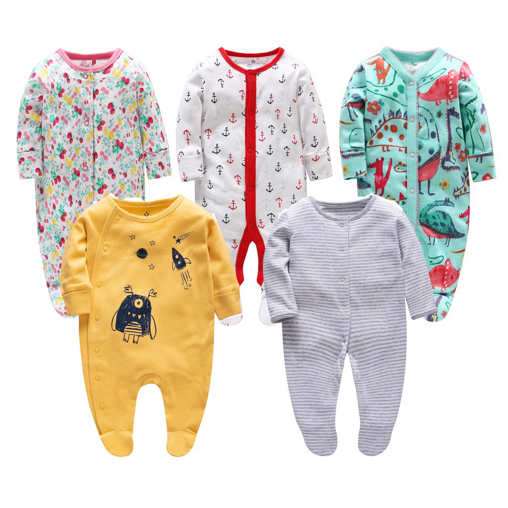 Vlinder Bé Tiếp Theo Tay Dài In Bé Sleepsuit Liền Trẻ Sơ Sinh Áo Liền Quần Liền Tiếp Theo Chất Lượng