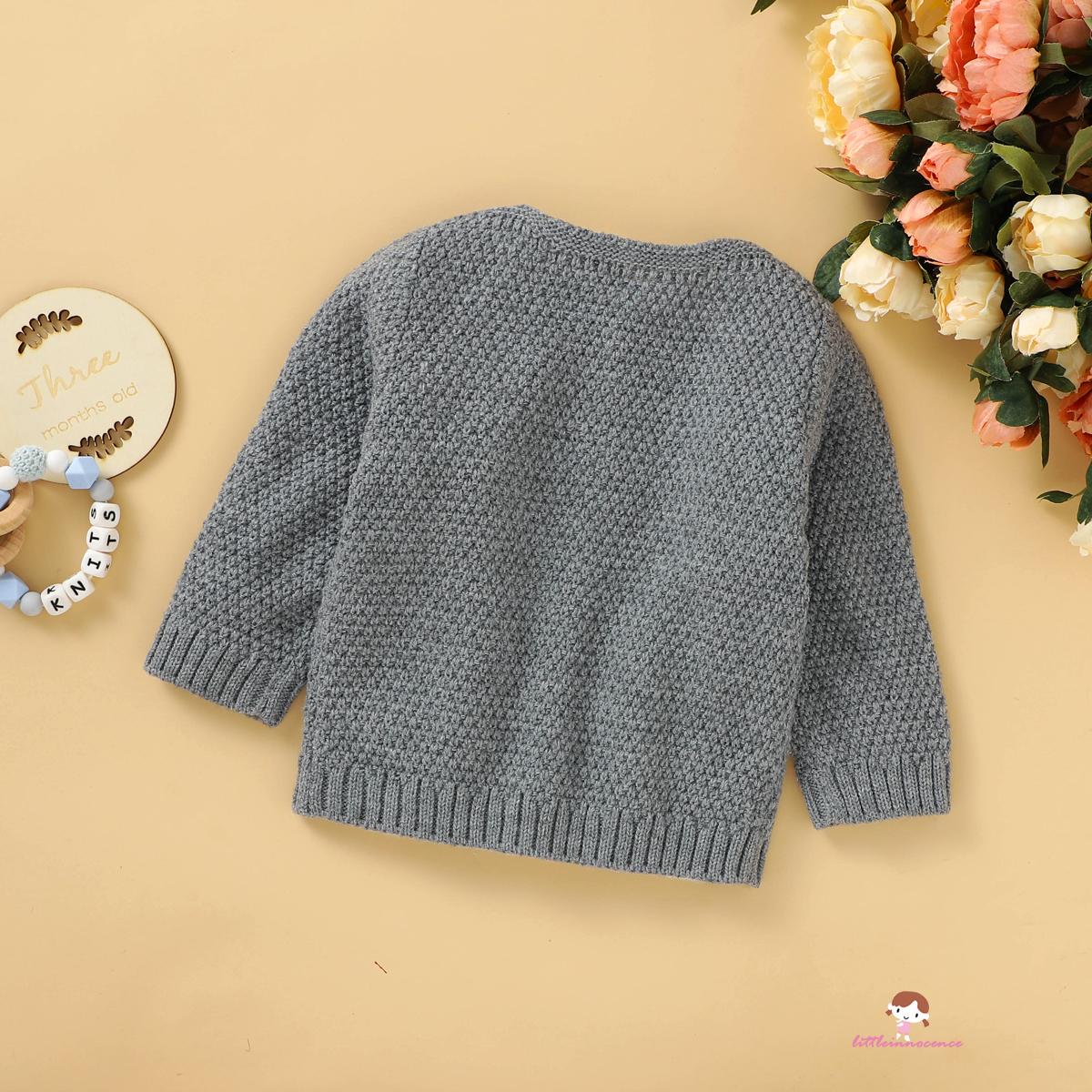 Áo Khoác Cardigan Dệt Kim Màu Trơn Thời Trang Thu Đông Cho Bé Gái Sơ Sinh Từ 7-3 - 24 Tháng Tuổi