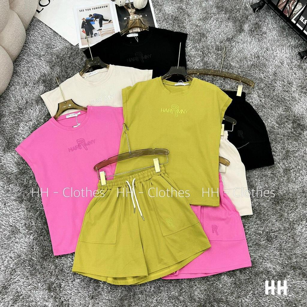 Bộ đồ nữ set quần đùi áo cộc nữ cổ tròn tay hến dáng suông form vừa chất cotton đẹp mầu sắc sặc sỡ nổi bật hot trend