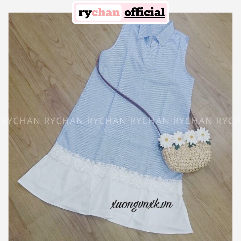 DX545 - Đầm Xòe Sọc Lai Voan Sát Nách