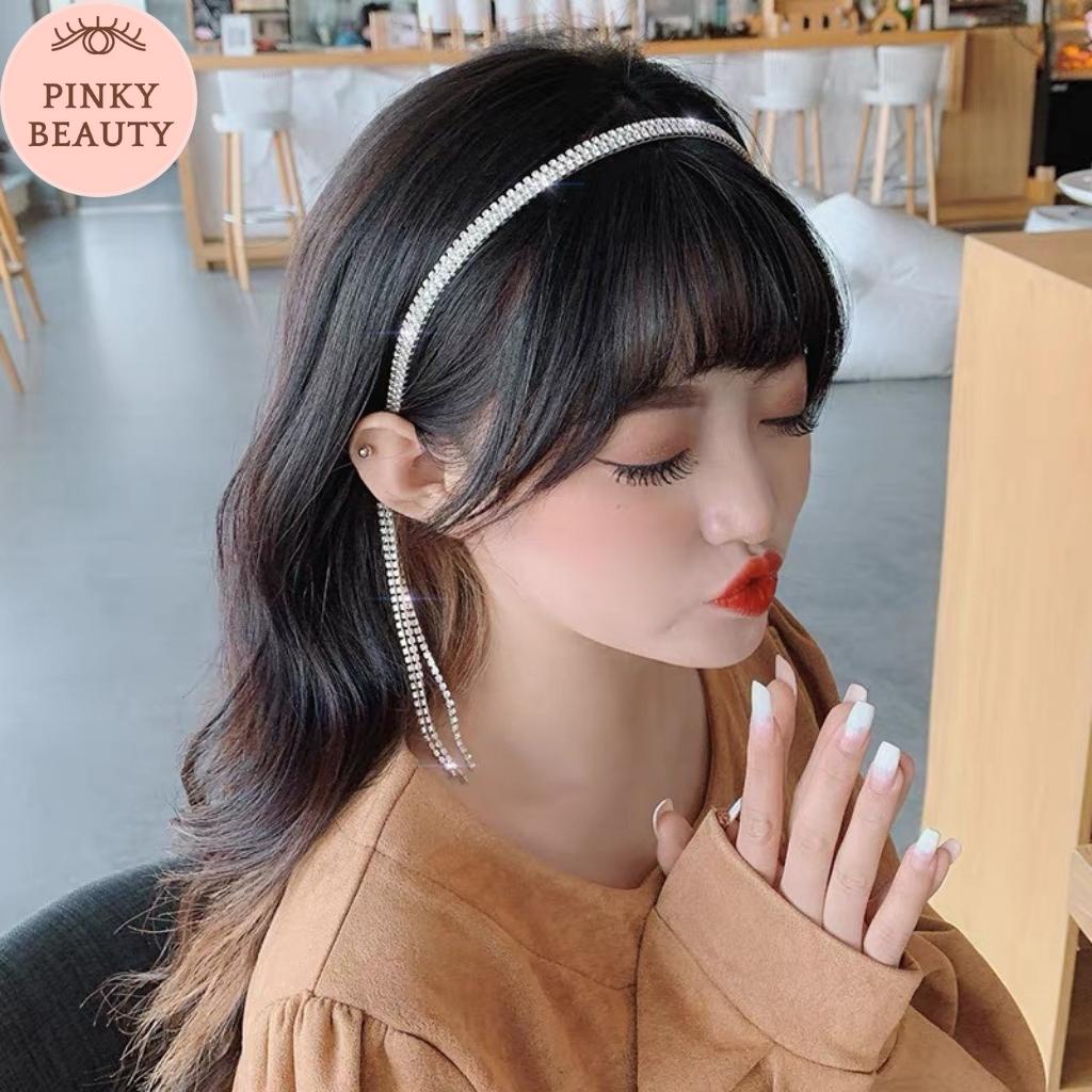 Băng Đô Đính Đá Phối Tua Rua Bờm Cài Tóc Phong Cách Hàn Quốc Thời Trang  Pinky Beauty Xinh Xắn Cá Tính Sang Trọng