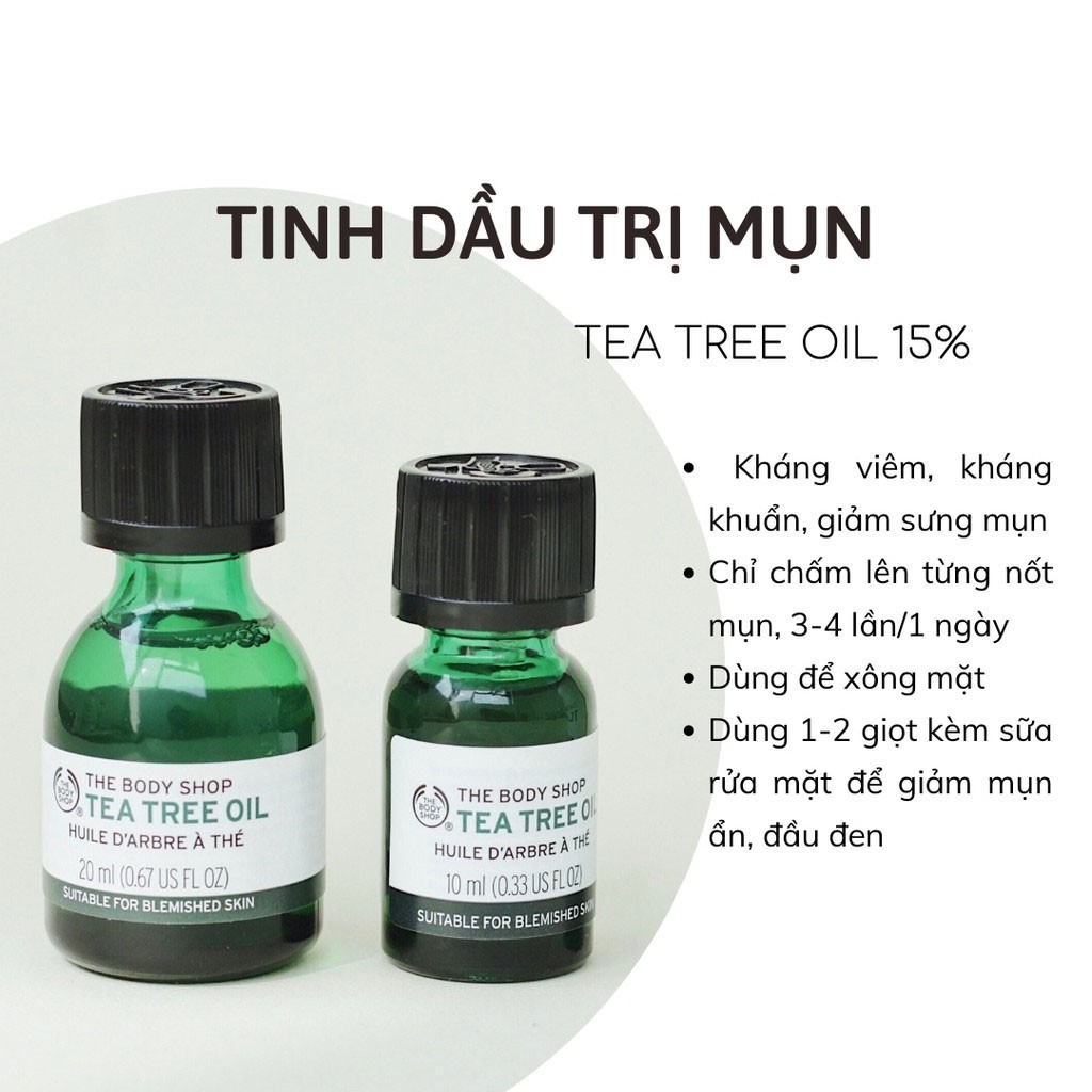 Tinh Dầu Tràm Trà Tea Tree Oil The Body Shop Làm Xẹp Mụn Giảm Viêm Hiệu Quả 10ml - Krixi Cosmetics