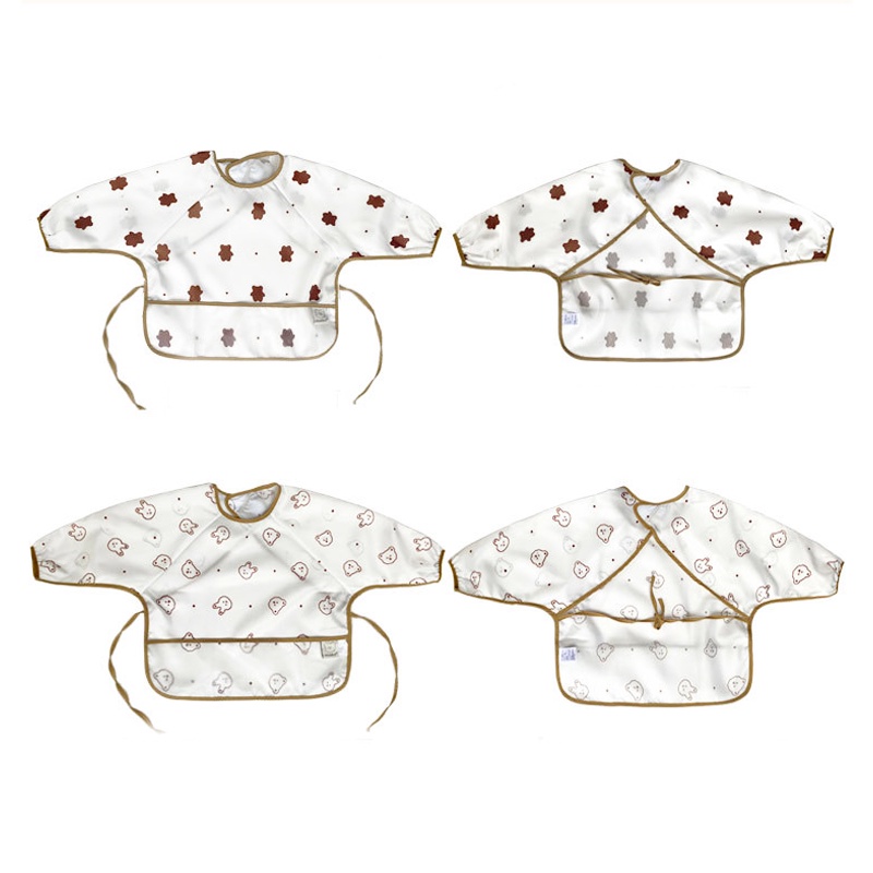 Yếm Ăn Tay Dài Chống Thấm Nước Có Túi Dành Cho Trẻ Em