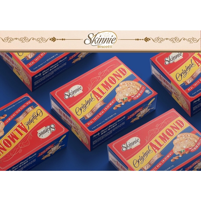 Bánh Biscotti ăn kiêng giảm cân hạnh nhân Skinnie Original Almond hộp 135gr 270gr