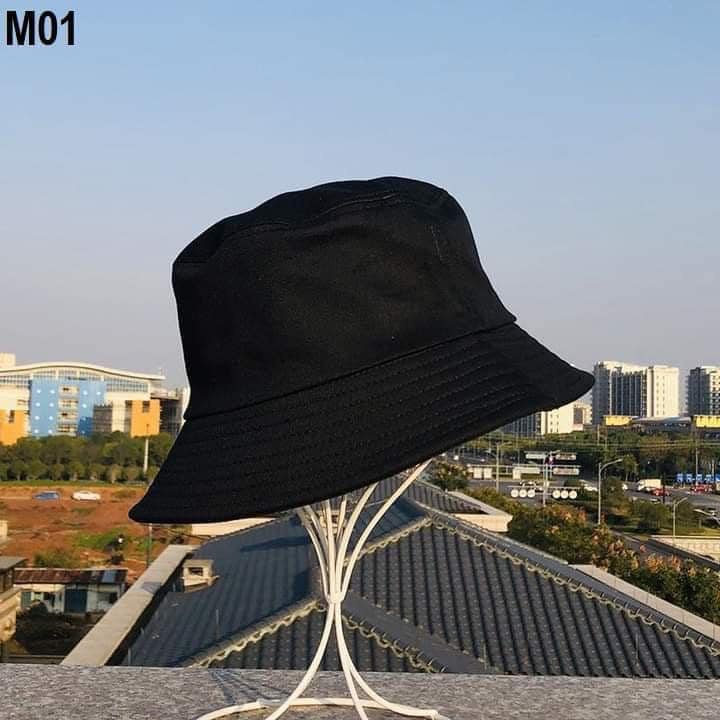 Nón vành tròn, mũ bucket thời trang ĐEN TRƠN vải Kaki mịn siêu đẹp (Ảnh thật)