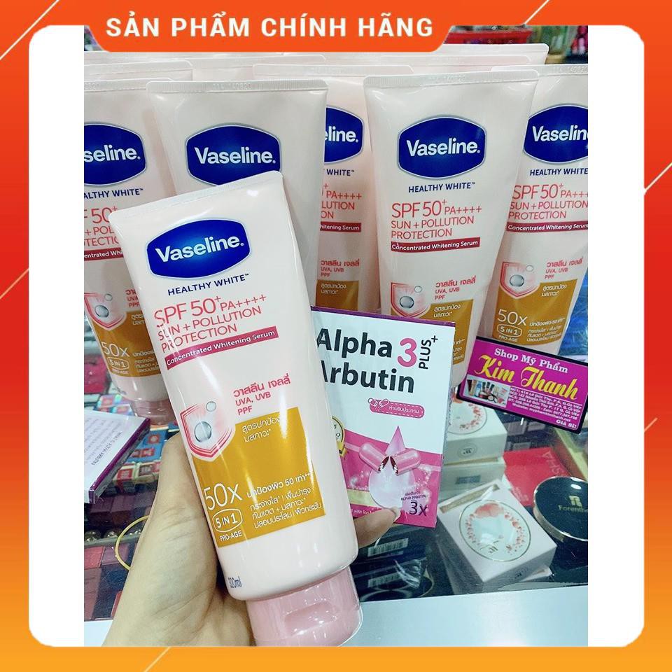 Dưỡng thể Vaseline 50X và 10 viên kích trắng Alpha Arbutin