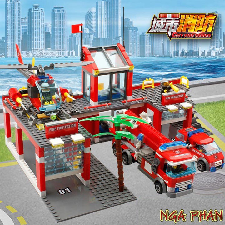 Sở Cứu Hỏa 774 Chi Tiết City Đồ Chơi Xếp Hình Lắp Ráp Kazi MOC DIY