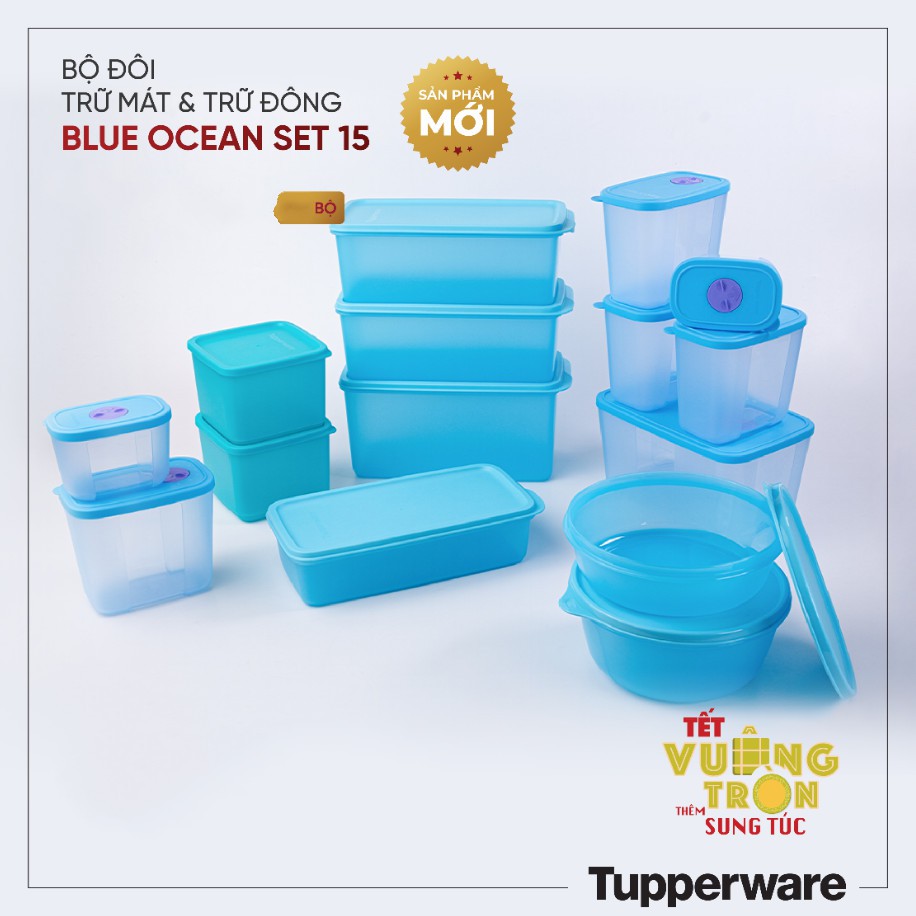 BỘ HỘP TRỮ MÁT & TRỮ ĐÔNG BLUE OCEAN SET 15 TUPPERWARE