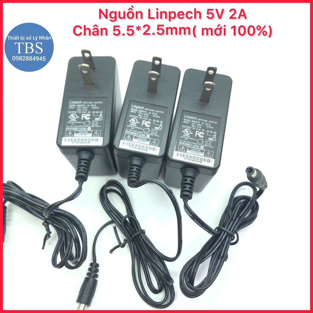 Nguồn Linpech 5V -2A chân 3.5*1.35mm và chân 5.5*2.5mm  mới 100%