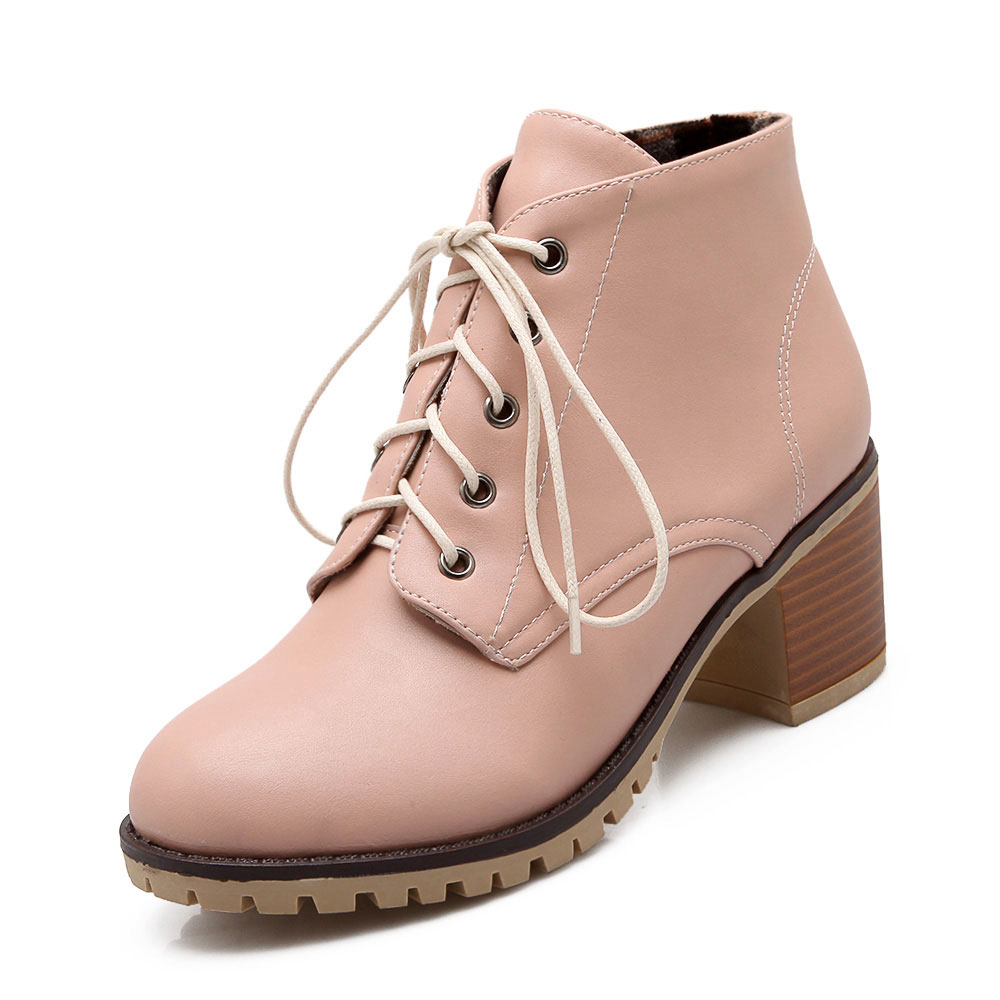 Giày boot ielgy cao gót 6cm mũi tròn màu trơn thời trang cho nữ