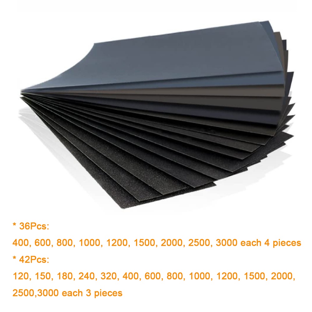 Set 36 / 42 Giấy Nhám 120-3000 Grit Kích Thước 23 * 9 cm Đa Ứng Dụng