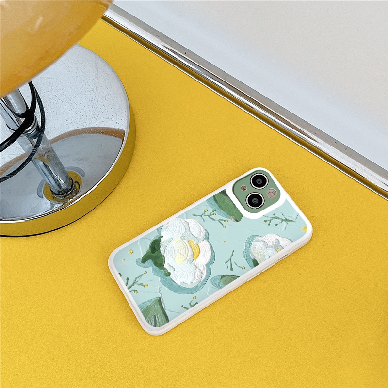 Ốp iphone - Ốp lưng iphone cạnh vuông hoa trắng dành cho ip 6 đến 14promax - ng205