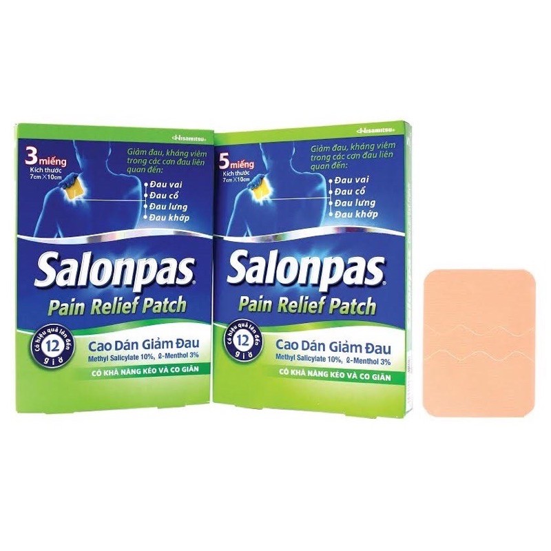 Cao dán Salonpas miếng lớn hộp 5 miếng màu da_Salonpas pain relief path