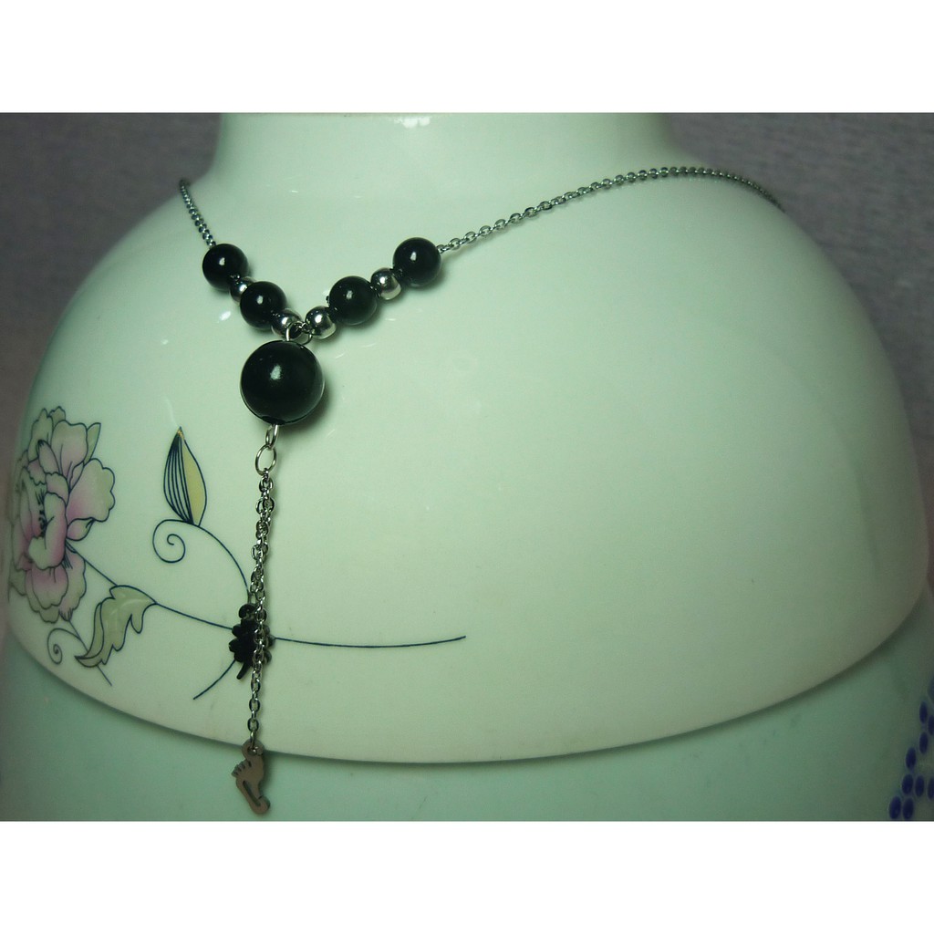 Dây Chuyền Inox Hột Đen MS004