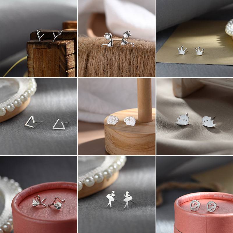 Khuyên tai mạ bạc 925 tùy chọn kiểu dáng dễ thương phong cách Hàn Quốc cho nữ