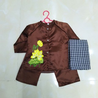 Bà Ba Phi Lụa Nâu Hoa Sen Cho Bé
