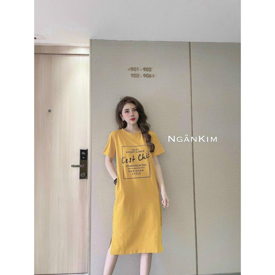 Váy Bầu suông - Đầm suông Chất cotton CEST CHIC from rộng dáng dài Có Size Tới 75Kg