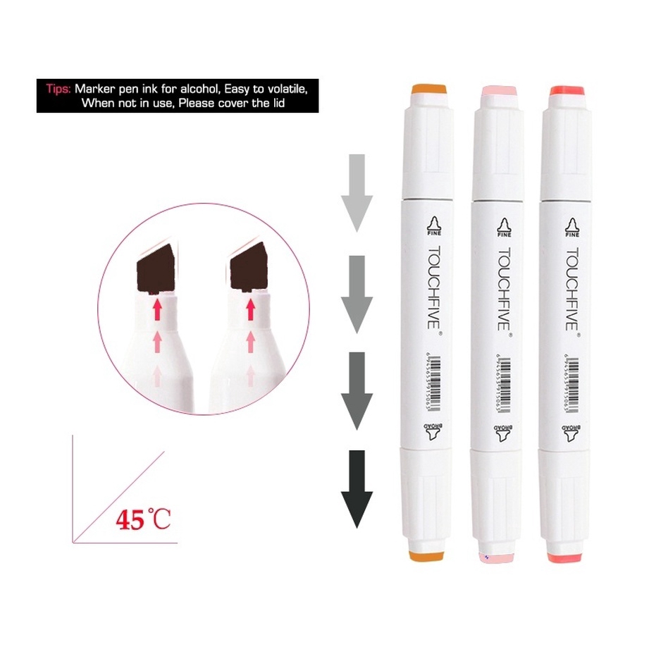 Set bút đánh dấu hai đầu gồm 24 màu thương hiệu TouchFive tiện dụng