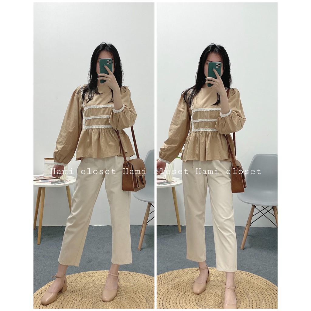 Áo babydoll viền ren chân xòe hàng quảng châu cao cấp chất mịn mát mã A014