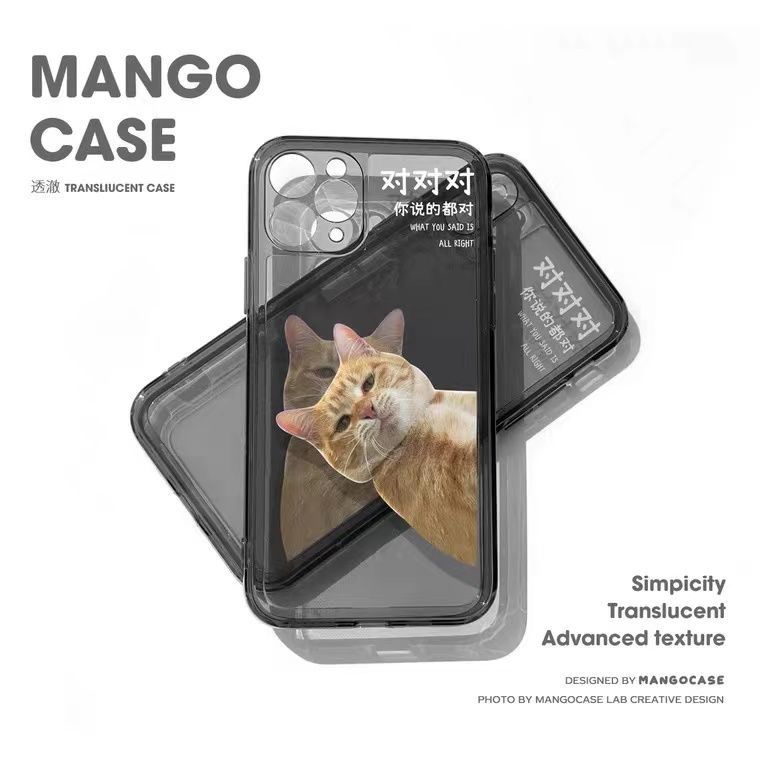 Ốp điện thoại silicone trong suốt hình mèo cam dễ thương cho iPhone11 Phone Case12pro xrxsmaxApplex68plus 7