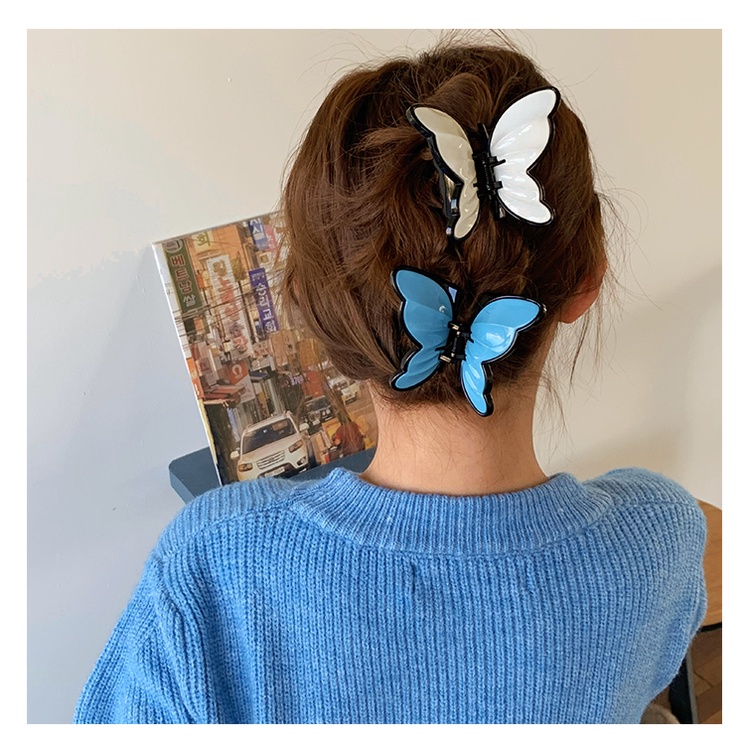 Kẹp tóc càng cua Acrylic hình bướm phong cách Hàn Quốc cho nữ YOS