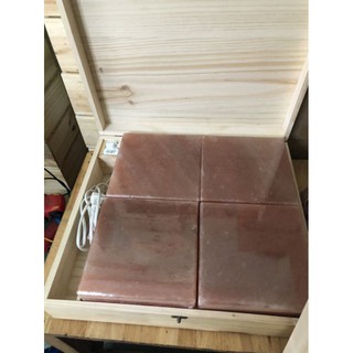 Bàn Thiền Đá Muối Hồng Himalaya-Chính Hãng Pakistan 24000gr Gồm: 4Viên 5X20x20Cm + Đèn + 100g Muối Hồng Himalaya