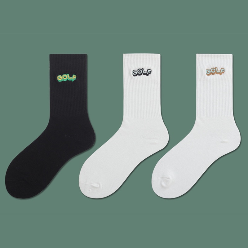 Vớ thể thao WAFNHA D168 màu trắng/ đen thêu họa tiết chữ cái thời trang