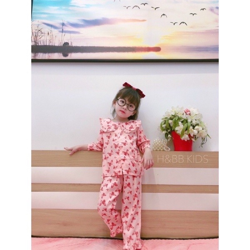 Bộ Pijama Cho Bé Gái Chất Đũi Rời Dài Tay Từ