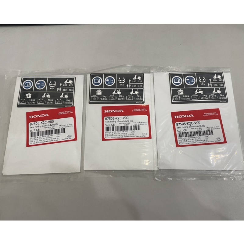 Tem hướng dẫn sử dụng lốp vision honda