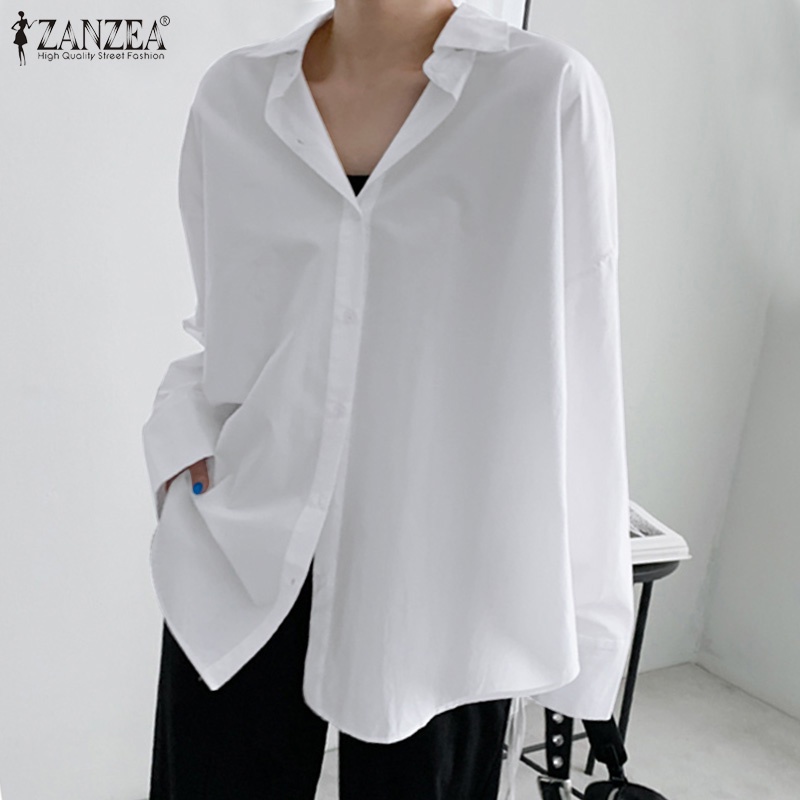 Áo sơ mi ZANZEA tay dài cổ bẻ phong cách Hàn Quốc dành cho nữ