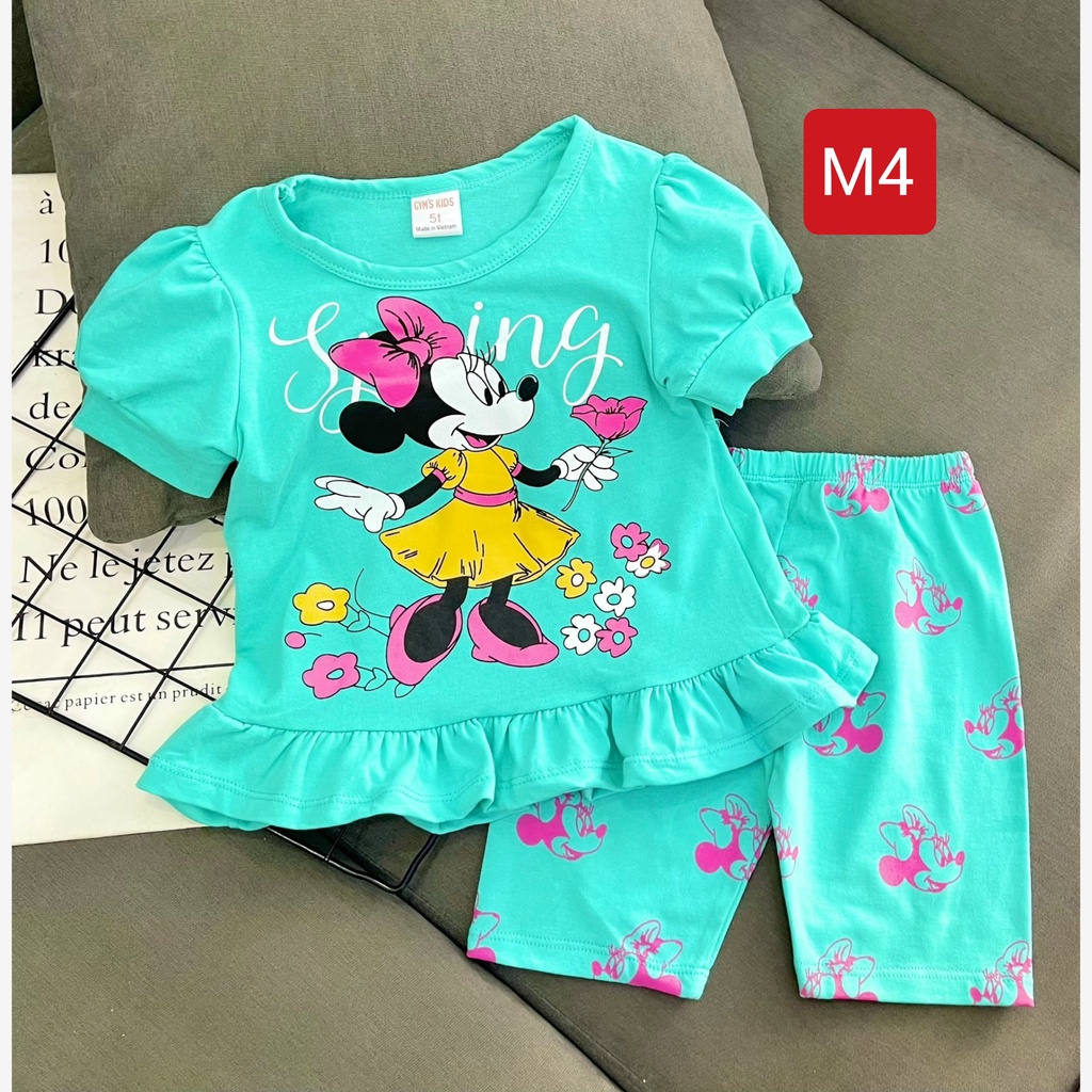 GBL47 Bộ lửng cotton màu 4 chiều cho bé gái size đại 40kg  hút mồ hôi - Bộ quần áo bé gái GIÁ RẺ