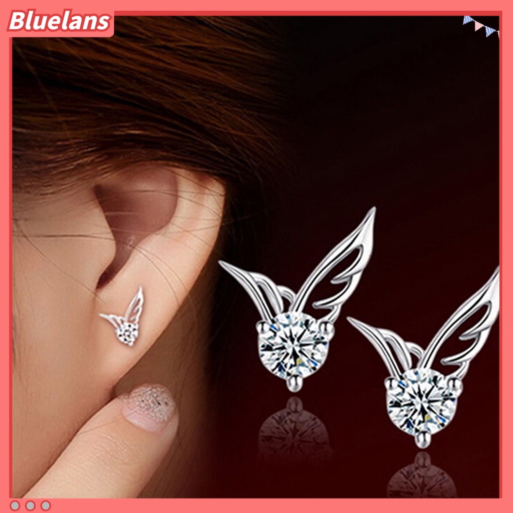 Đôi bông tai đính kim cương hình đôi cánh xinh xắn cho nữ