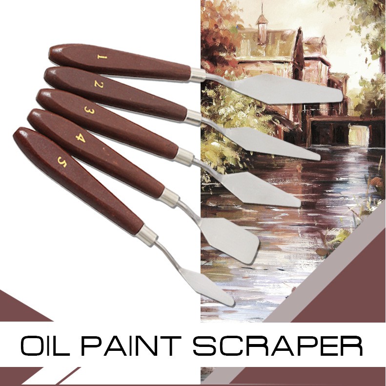 SeamiArt 5 Pcs. Stainless Steel Oil Painting Scraper Oil Painting