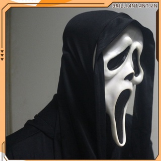 Mặt Nạ Scream Đen Hood Ma Mặt Halloween Áo Lạ Mắt Phụ Kiện Kinh Dị Hóa Trang Trang Trí Bri