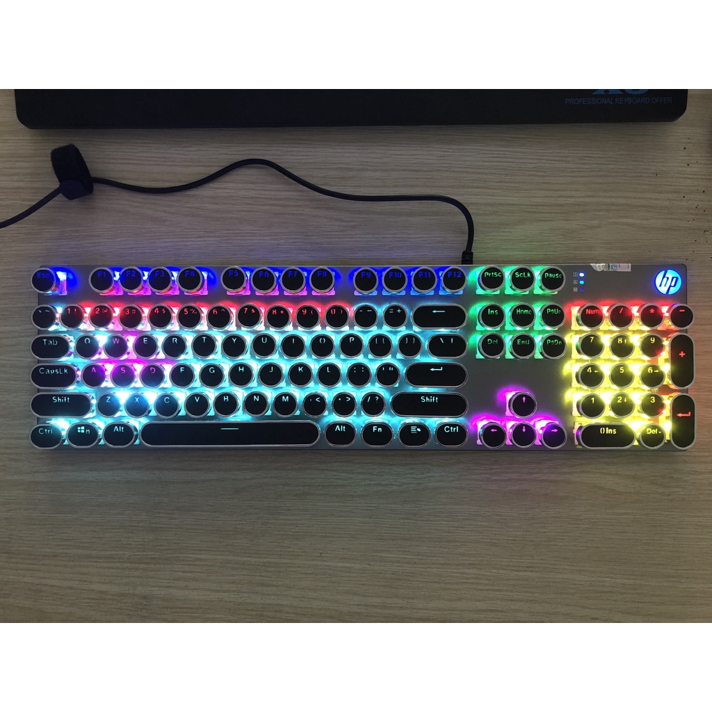 Bàn phím cơ BlueSwitch HP GK400Y - Phím tròn mạc bạc cá tính