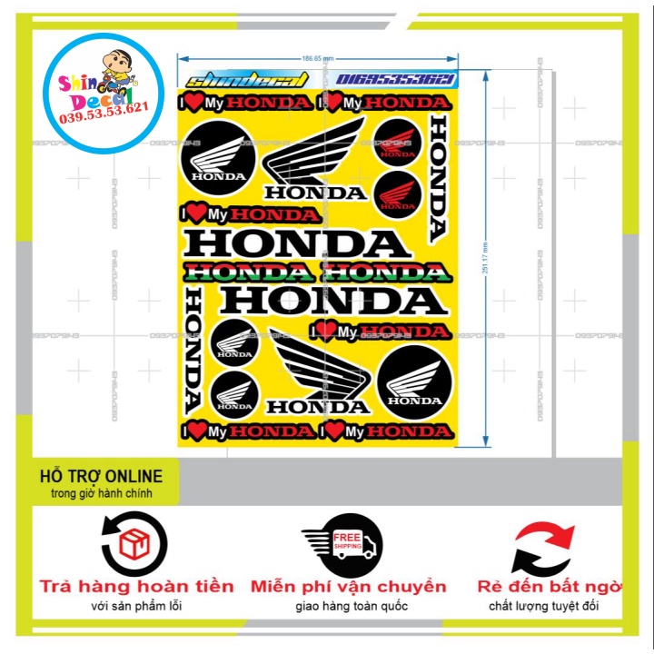 LOGO STICKER CÁNH CHIM HONDA VÀNG - SHINDECAL2