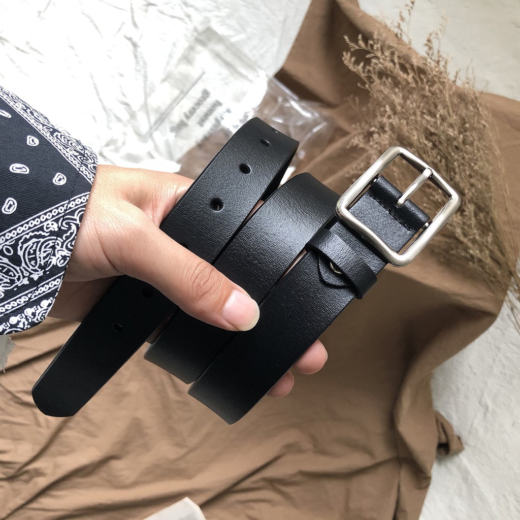 Thắt Lưng Da Màu Đen Side Belt Trẻ Trung - Dây Lưng Chất Lượng Cao - Kuu Studio - Side Belt
