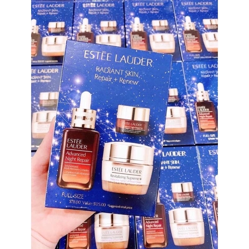 Set dưỡng da Estee Lauder gồm serum, kem dưỡng, kem mắt