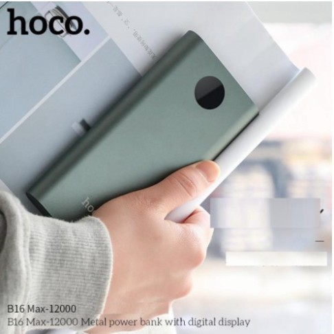 HDGD [CHÍNH HÃNG Pin Sạc Dự Phòng Hoco B16 Max Metal 12000mAh lõi Polymer siêu mỏng, 2 cổng output max 3A BẢO HÀNH ĐÔI M