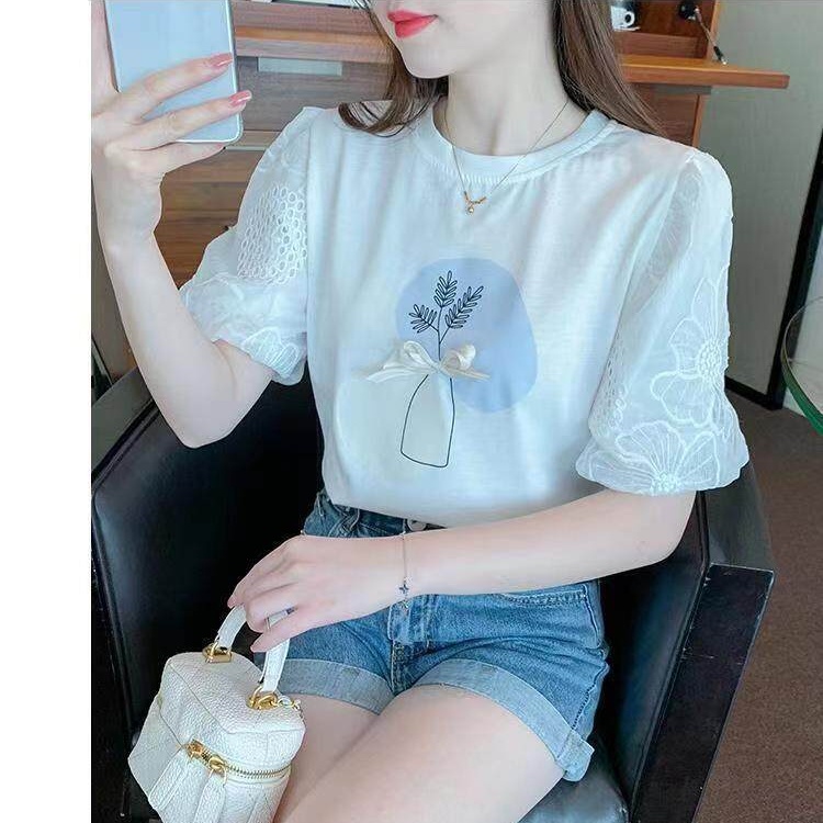 Áo Thun Cotton Tay Ngắn Dáng Rộng In Họa Tiết Độc Đáo Thời Trang Phong Cách Hàn Quốc Cho Nữ