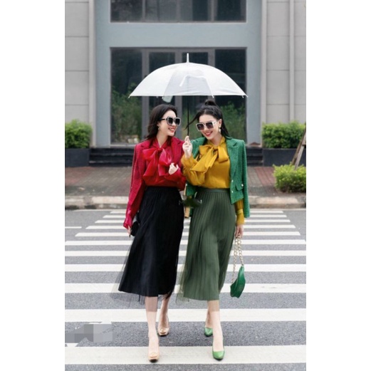 Chân váy dài 2 mặt , chân váy xếp li  hàng QC